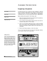 Preview for 6 page of Blizzard POWER PLOW 810SS Assembly & Operation Manual