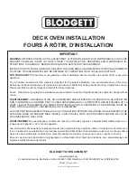 Preview for 1 page of Blodgett 900 SERIES Installation Manual