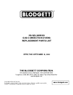 Blodgett FA/GZL Replacement Parts List preview