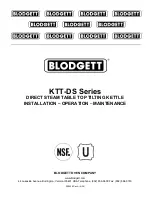 Blodgett KTT-10DS Installation & Operation Manual preview