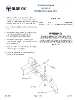 Preview for 1 page of Blue Ox BX8833 Installation Instructions