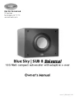 BLUE SKY SUB 8 UNIVERSAL Owner'S Manual preview