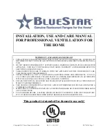 Blue Star Proline BSPL024V2 Installation Use And Care Manual preview