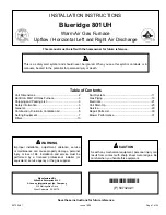 Preview for 1 page of Blueridge 801UH Installation Instructions Manual