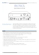 BluStream RX70CS Quick Reference Manual предпросмотр