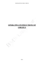 Предварительный просмотр 1 страницы BMS GRIZZLY-2 Operating Instructions Manual