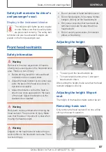 Предварительный просмотр 87 страницы BMW X2 2021 Owner'S Manual