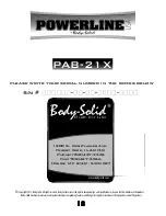 Preview for 18 page of Body Solid POWERLINE PAB-21 X Owner'S Manual