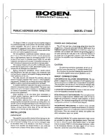 Bogen Amplifier CT100C User Manual предпросмотр