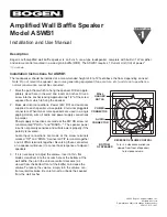 Предварительный просмотр 1 страницы Bogen ASWB1 Installation And Use Manual