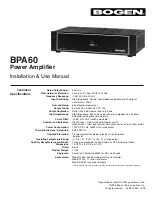 Предварительный просмотр 1 страницы Bogen BPA-60 Installation & Use Manual