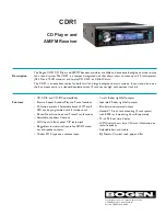 Предварительный просмотр 1 страницы Bogen CDR1 Specifications