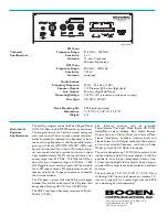 Предварительный просмотр 2 страницы Bogen CDR1 Specifications