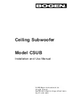 Bogen Ceiling Subwoofer CSUB Installation And Use Manual preview