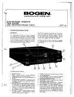 Предварительный просмотр 1 страницы Bogen CPT-1A User Manual