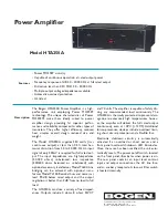 Предварительный просмотр 1 страницы Bogen HTA250A Specifications