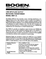 Bogen WMT-1A User Manual preview