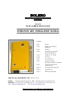 Preview for 1 page of BOLERO SEAP-12-800 Operation And Installation Manual