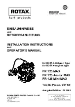 Предварительный просмотр 1 страницы Bombardier-Rotax FR 125 Junior MAX Installation And Operator'S Manual