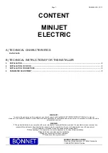 Предварительный просмотр 9 страницы Bonnet MINIJET ELECTRIC Installation Manual