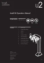 Preview for 1 page of Borg & Overstrom U2 Install & Operation Manual