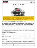 Предварительный просмотр 1 страницы Borla Performance Caliber R/T 2007 Installation Instructions