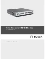Preview for 1 page of Bosch 630 Series Installation And Operation Manual