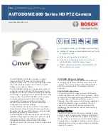 Bosch AUTODOME 800 Series Specifications preview