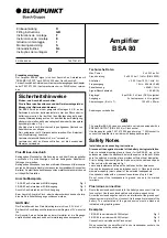 Preview for 1 page of Bosch BLAUPUNKT BSA 80 Fitting Instructions Manual