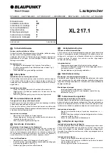 Preview for 1 page of Bosch Blaupunkt XL 217.1 Installation Instructions