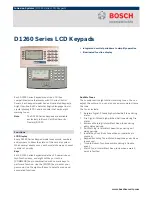 Bosch D1260 Series Brochure & Specs предпросмотр