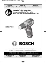 Предварительный просмотр 1 страницы Bosch GSR12V-300 Operating/Safety Instructions Manual