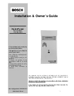 Preview for 1 page of Bosch HydroPower 10H Installation  & Owners Manual