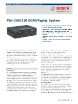 Preview for 1 page of Bosch PLN?2AIO120 BGM Installation And User Instructions Manual