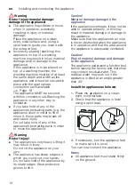 Preview for 14 page of Bosch WTR87TW2CS Installation And Operating Instructions Manual