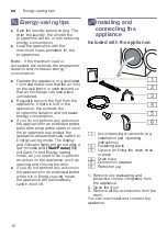 Preview for 12 page of Bosch WTW855R9SN Installation And Operation Instruction Manual