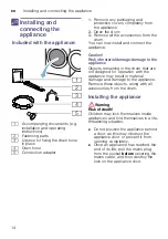 Preview for 14 page of Bosch WTWH7579SN Installation And Operating Instructions Manual