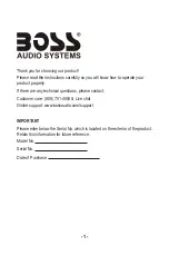 Preview for 2 page of Boss Audio Systems B12ES User Manual