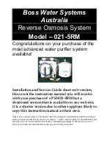 Preview for 1 page of Boss 021-5RM boss water systems australia Installation And Service Manual