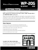 Предварительный просмотр 1 страницы Boss WP-20G Owner'S Manual