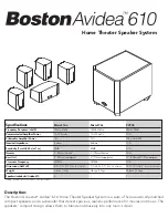 Предварительный просмотр 6 страницы Boston Acoustics Avidea 610 Service Manual