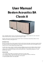 Preview for 2 page of Boston Acoustics BA Classic 8 User Manual