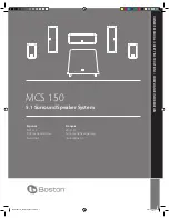 Boston Acoustics MCS 150 Owner'S Manual предпросмотр