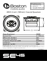 Boston Acoustics SE45 Specifications предпросмотр