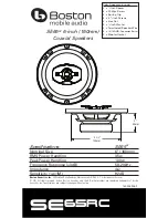 Boston Acoustics SE65RC Specifications preview