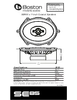 Preview for 1 page of Boston Acoustics SE85 Specifications