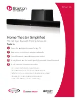 Preview for 1 page of Boston Acoustics TVee 26 Specifications