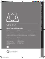 Boston Acoustics VPS 210 Owner'S Manual/Safety Instructions/Compliance Information preview