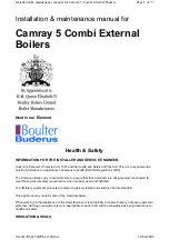 Preview for 1 page of Boulter Buderus Camray 5 Combi Installation & Maintenance Manual