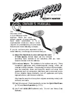 Bounty Hunter DISCOVERY 2200 Owner'S Manual preview